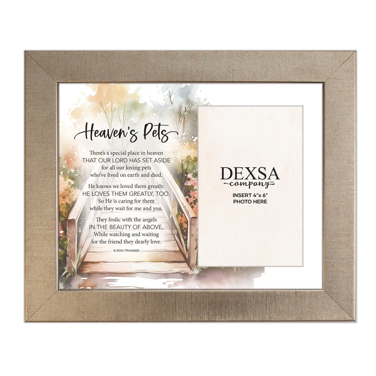 Heaven's Pets Bereavement Photo Frame Wood Plaque with Easel and Hook Wall Tabletop Art - 10 inches x 12 inches - Hold 4x6 Photo